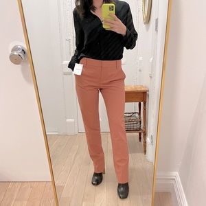 Theory Wool Blend Straight Leg Trouser - Pink Russet - size 2 (NWT!)